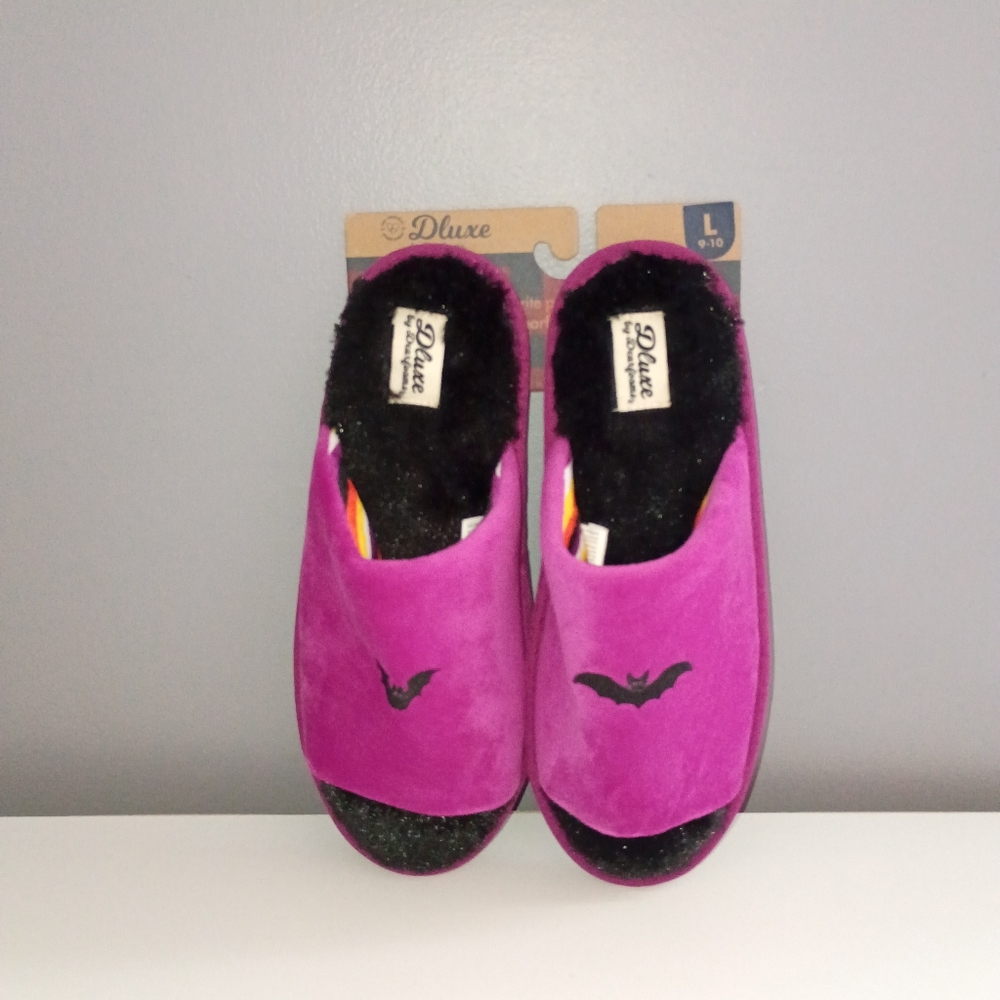 Large (9-10) BAT Halloween Slide Slippers Dluxe by Dearfoams